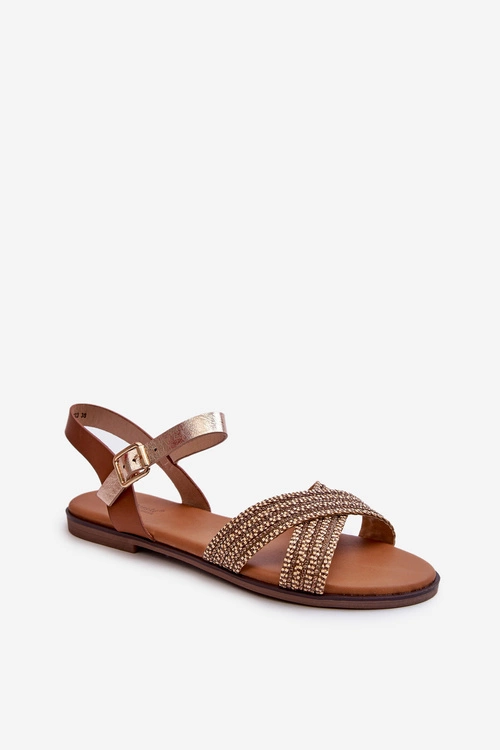 Płaskie Sandały Damskie S.Barski MY923 Brązowe