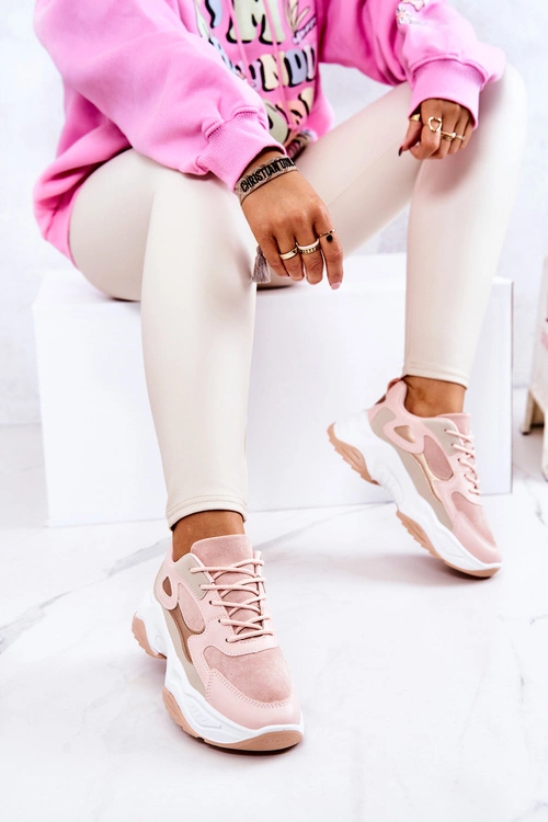 Sportowe Buty Sneakersy Różowe Retroque