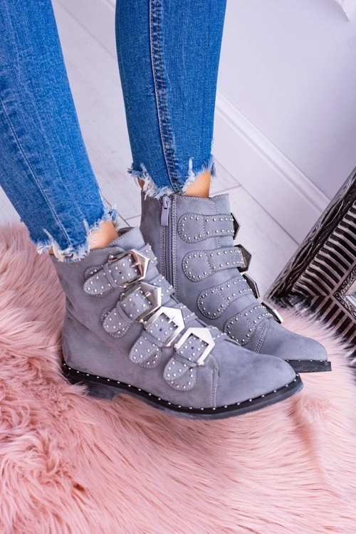 Lu Boo Ciemnoszare Botki Virginia Rock Star Nity Klamry Zamsz