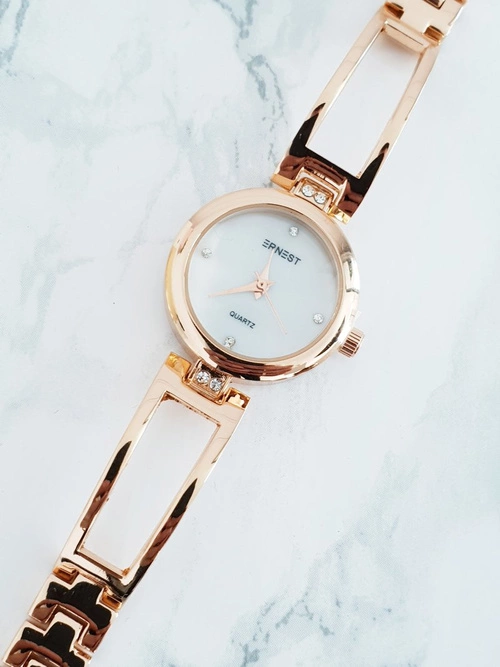 Ernest Damski Zegarek na Bransolecie Claus Różowe Złoto