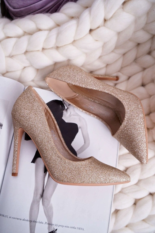 Szpilki Damskie Brokatowe Złote Vivien