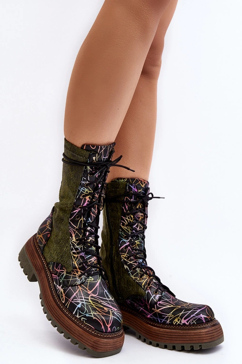 Damskie Skórzane Botki Workery Maciejka 06203-09 Multikolor