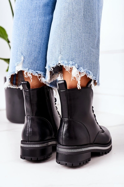 Ocieplane Workery Z Cyrkoniami Czarne Attention