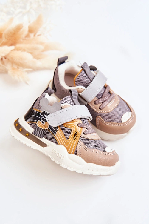 Dziecięce Materiałowe Buty Sportowe Szaro-Brązowe Nathine