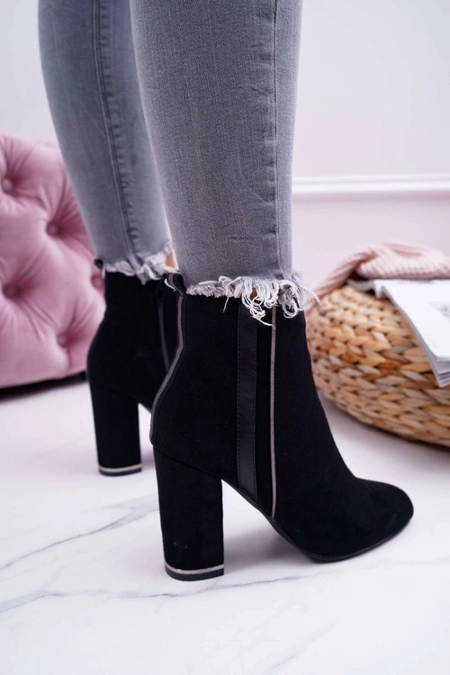Botki Damskie Na Obcasie Czarne Domeno