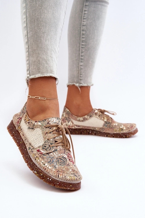 Wzorzyste Półbuty Damskie Maciejka 06347-04 Beżowe