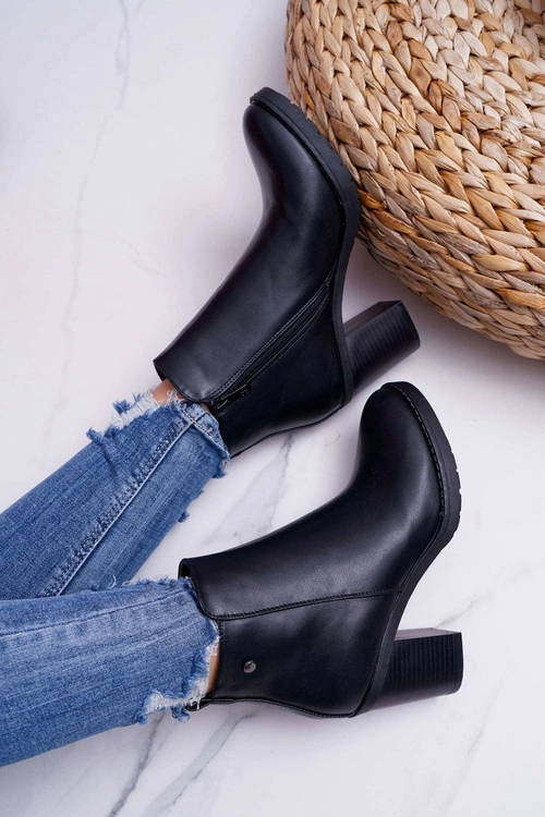 Botki Damskie Na Obcasie Czarne Serrena