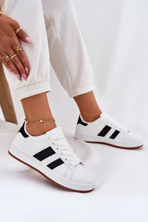 Sneakersy Damskie Z Eko Skóry Białe Arlenina