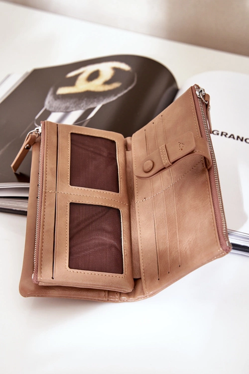 Portfel Damski Z Eko Skóry Ciemnobeżowy Irinda