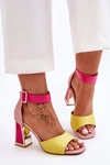 Eleganckie Sandały Na Obcasie Różowo-Żółte Sorel