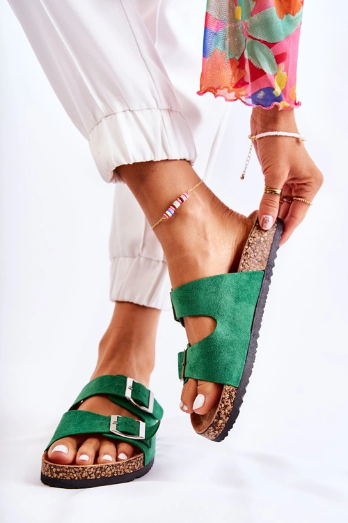 Damskie Klapki Wsuwane Zielone Misandei