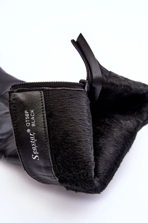 Skórzane Kozaki Na Szpilce Przed Kolano Czarne Serpens