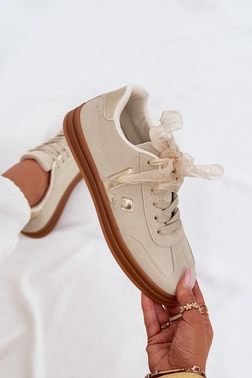 Sneakersy Damskie Eko Zamszowe Beżowe Micca