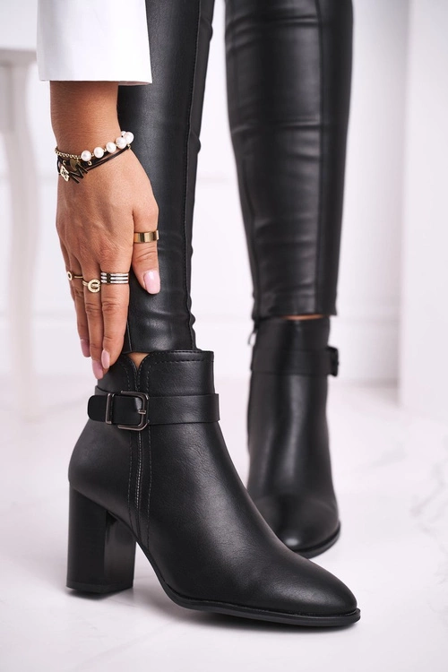 Botki Damskie Na Słupku Sergio Leone Czarne BT509