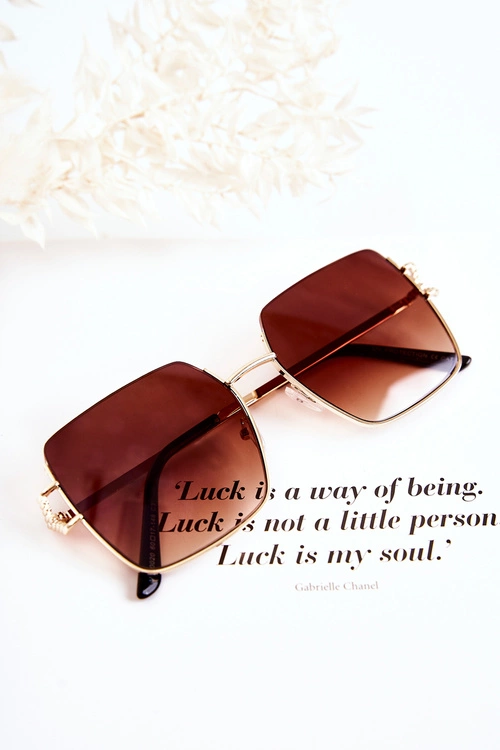 Duże Okulary Przeciwsłoneczne V160020 Brązowo-Złote