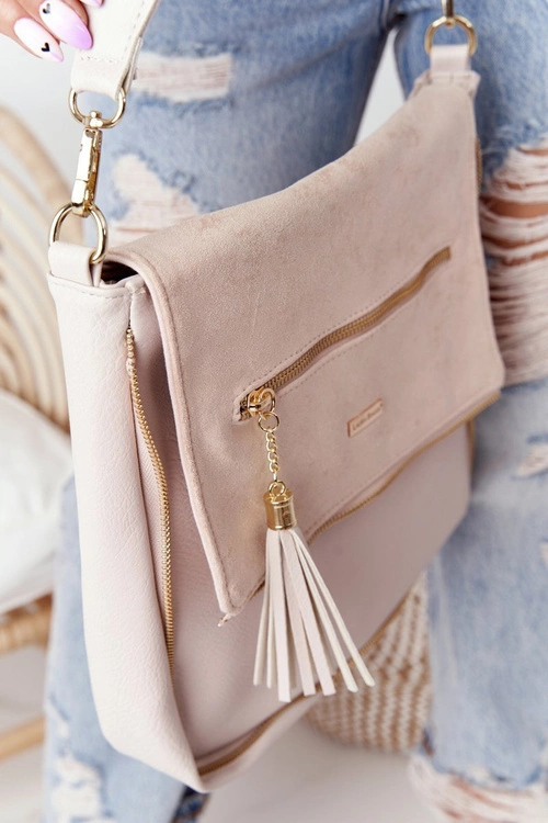 Torebka Listonoszka Z Odpinanym Paskiem LAURA BIAGGI Beżowa