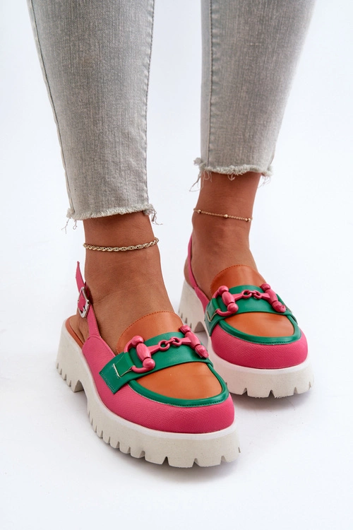 Sandały Damskie Na Płaskim Obcasie Z Ozdobą Pomarańczowe D&A MR38-656