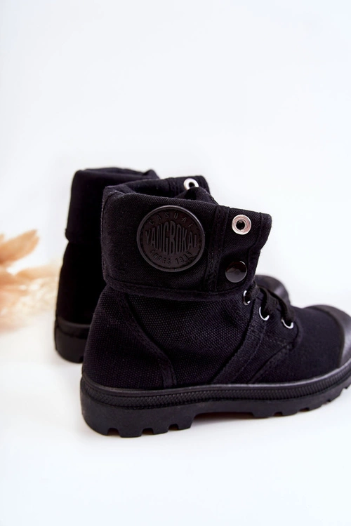 Wysokie Dziecięce Trampki Wiązane Czarne Tobby