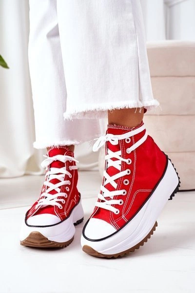 Wysokie Trampki Na Platformie Czerwone Electric Love