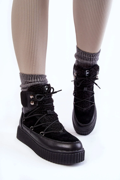 Damskie Botki Śniegowce La.Fi 280072B-QN Czarne