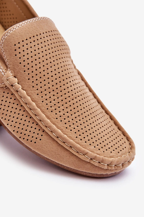 Męskie Klasyczne Zamszowe Mokasyny Beżowe Felixo