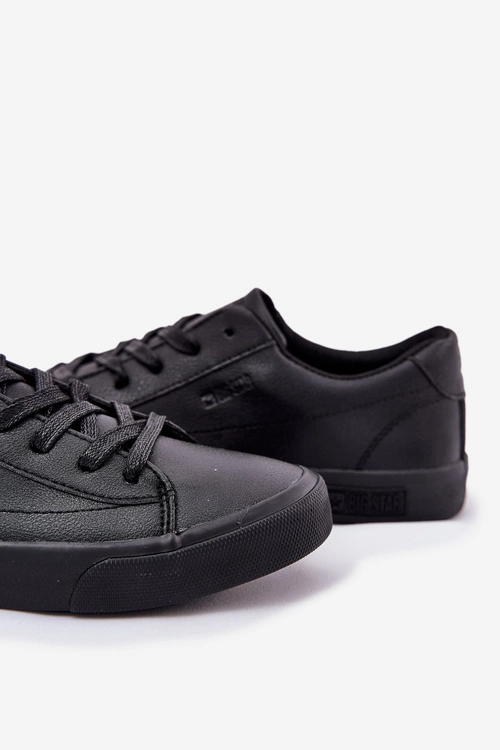 Męskie Klasyczne Niskie Trampki Z Eko Skóry Big Star NN174252 Czarne