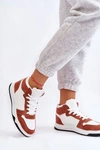 Wysokie Damskie Buty Sportowe Trampki Biało-Camelowe Rumour