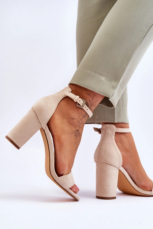 Damskie Klasyczne Zamszowe Sandały Beżowe Passo