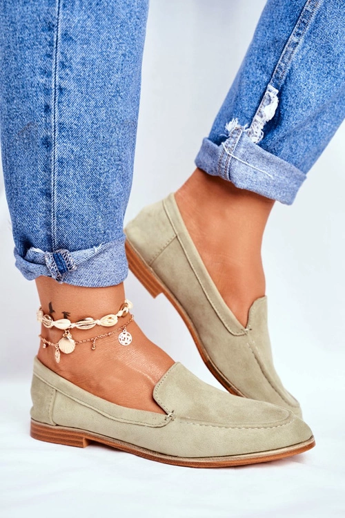 Damskie Półbuty Wsuwane Zamszowe Zielone Twinky