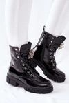 Botki Damskie Trapery Czarne Kryształy Tweten