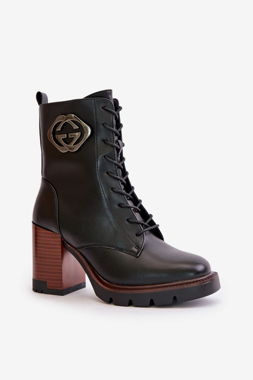 Ocieplane Botki Damskie Na Słupku Vinceza 58359 Czarne