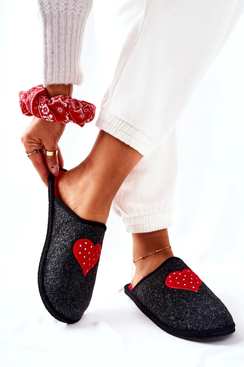 Papcie Domowe Panto Fino II267009 Czarno-Czerwone