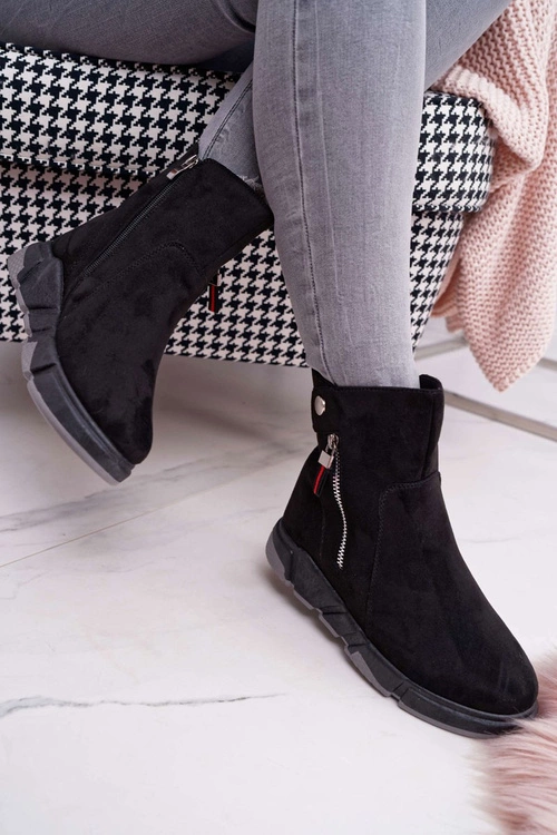 Damskie Botki Sportowe Ocieplane Czarny SJ1938 Nefera