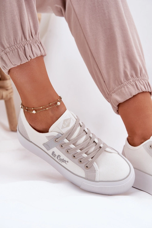 Trampki Damskie Na Platformie Lee Cooper LCW-25-31-3479L Biało-Szare