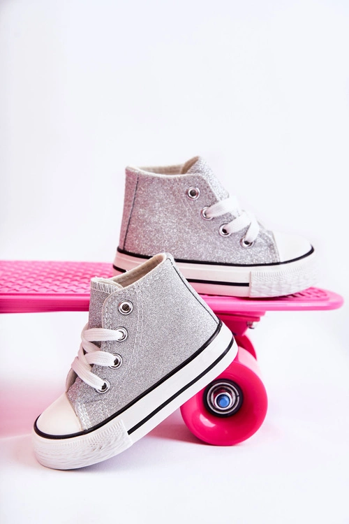 Dziecięce Trampki Wysokie Srebrne Catrina