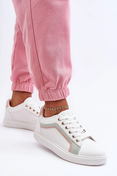 Klasyczne Buty Sportowe Damskie Biało-Różowe Amaranti