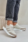 Skórzane Lekkie Sneakersy Buty Sportowe Damskie Beżowe Norlexia