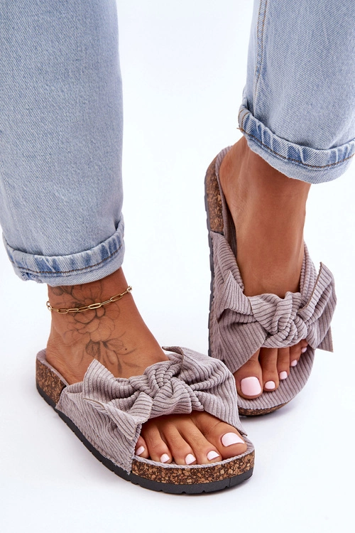 Sztruksowe Klapki Na Korku Szare Summertime