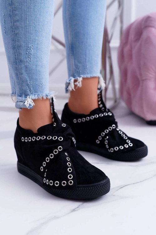 Sneakersy damskie Koturny LU BOO Czarne Margo