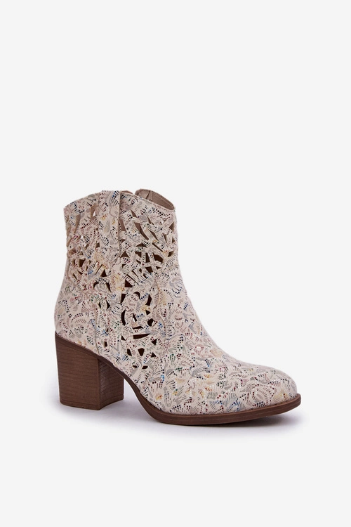 Ażurowe Botki Na Słupkowym Obcasie Multikolor Nurissa