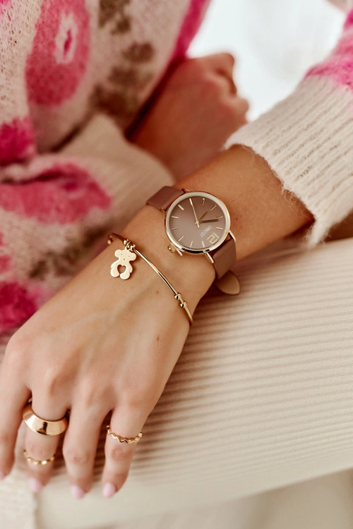 Damska Wsuwana Stalowa Bransoletka Miś Złota