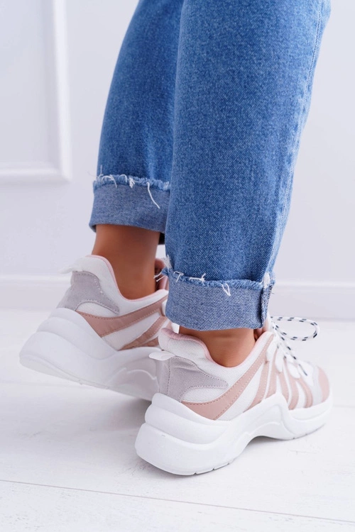 Sportowe Damskie Buty Gruba Podeszwa Nude Fina