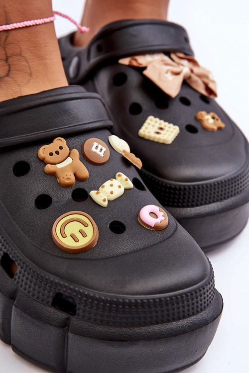 Damskie Piankowe Klapki Kroksy Z Ozdobami Czarne Marlett