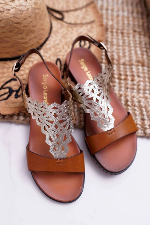 Sandały Damskie Płaskie Sergio Leone SK011 Camel Lirielle