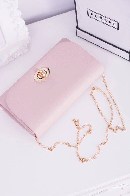 Różowa Damska Kopertówka Złote Okucia