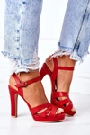 Eleganckie Sandały Na Słupku Czerwone Anastasia
