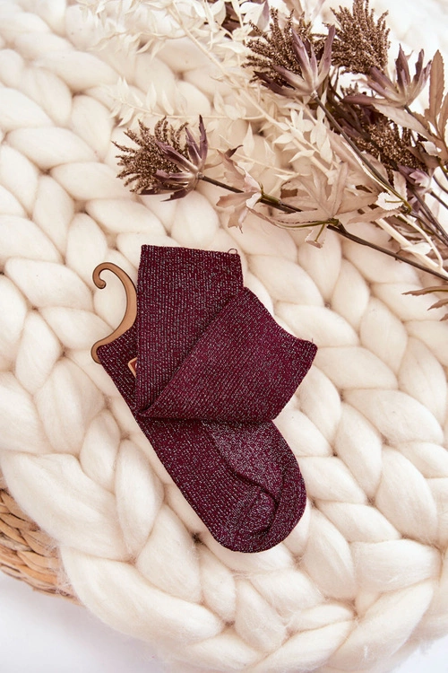 Damskie Skarpetki Antybakteryjne Z Błyszczącą Nicią Bordowe