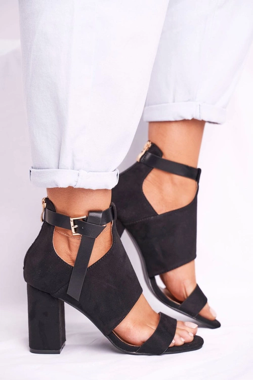 Sandały Na Słupku Z Cholewką Vinceza 20-17054 Czarne