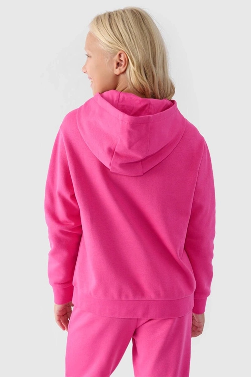 Dziewczęca Nierozpinana Bluza Z Kapturem Gładka Fuksja 4F 4FJWMM00TSWSF1316-55S