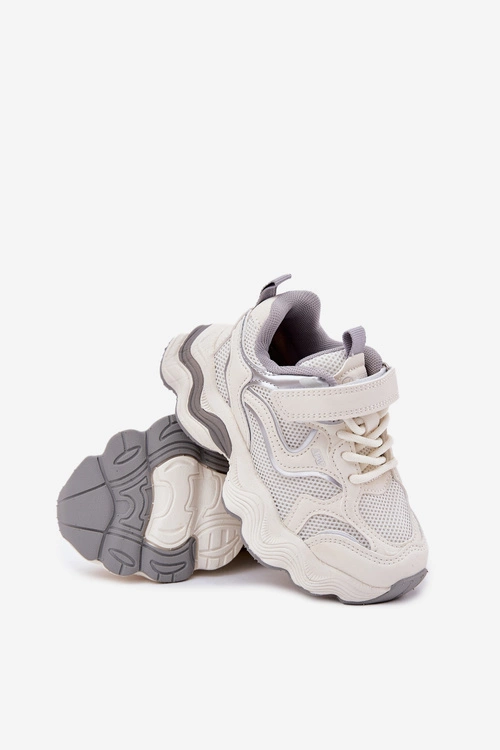 Sneakersy Dziecięce Na Grubej Podeszwie Białe Lianees